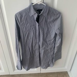 J crew button down long blouse. Blue pinstripe. Long sleeve.